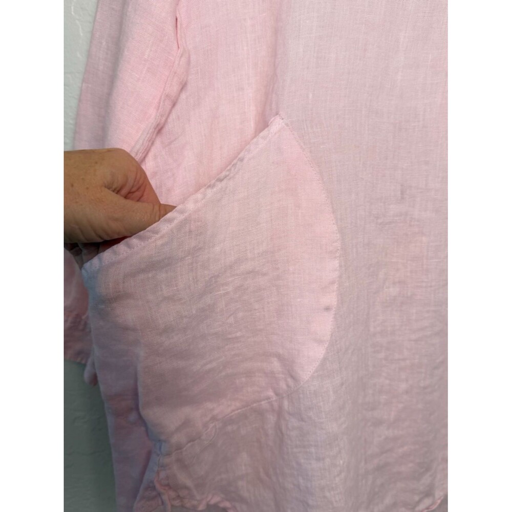 Forcynthia Beachwear Pastel Pink Linen Hooded Tunic Beach Coverup Size L - Picture 7 of 11